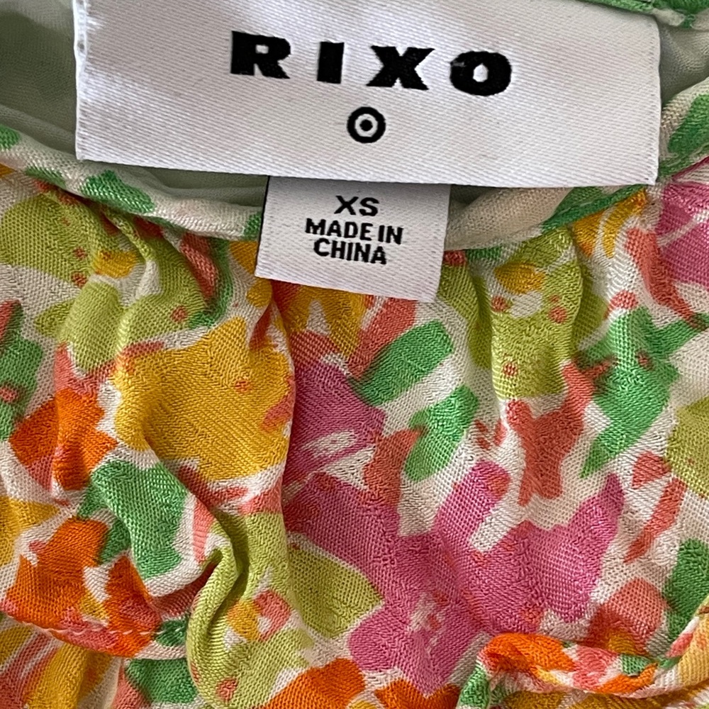 Rixo X Target Green Floral Ruffle Slip Dress Spaghetti Strap Midi Boho Y2K XS - Picture 7 of 7